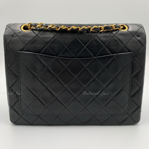 ❗️Sold❗️CHANEL Classic Lambskin Double Flap Medium Square Bag Black GHW - Picture 7 of 17